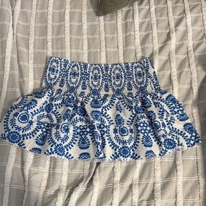 Blue and White Patterned Women's Skirt